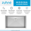 ZUHNE 16-Gauge Stainless Steel Undermount Kitchen Sink | Commercial Grade Sound Guard with Brushed Finish and Sloped Bottom (23-Inch Single Bowl)