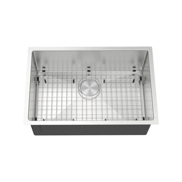 ZUHNE 16-Gauge Stainless Steel Undermount Kitchen Sink | Commercial Grade Sound Guard with Brushed Finish and Sloped Bottom (28-Inch Single Bowl)