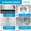 ZUHNE 16-Gauge Stainless Steel Undermount Kitchen Sink with Commercial Grade Sound Guard, Brushed Finish and Sloped Bottom (10 by 18 Inch Bar Sink)