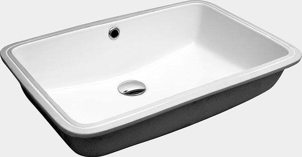 ZUHNE Undermount Bathroom Sink with Overflow, White Vitreous Enamel (Rectangle 20” by 13” Bowl)