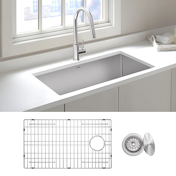 Modena 16-Gauge Stainless Steel Single Bowl Undermount Kitchen Sink, Commercial Grade (32 x 18 Inch)