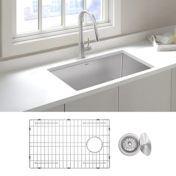 Modena 16-Gauge Stainless Steel Single Bowl Undermount Kitchen Sink, Commercial Grade (28 x 18 Inch)