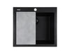 ZUHNE Black Granite Under Mount or Drop-In Single Kitchen Sink With Drain Strainer, Made in Italy (22x20)