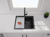 ZUHNE Black Granite Under Mount or Drop-In Single Kitchen Sink With Drain Strainer, Made in Italy (22x20)