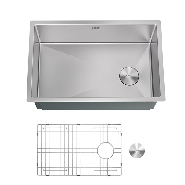 Modena 16-Gauge Stainless Steel Single Bowl Undermount Kitchen Sink, Commercial Grade (28 x 18 Inch)