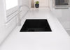 ZUHNE Black Granite Under Mount or Drop-In Single Kitchen Sink With Drain Strainer, Made in Italy (22x20)