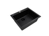 ZUHNE Black Granite Under Mount or Drop-In Single Kitchen Sink With Drain Strainer, Made in Italy (22x20)