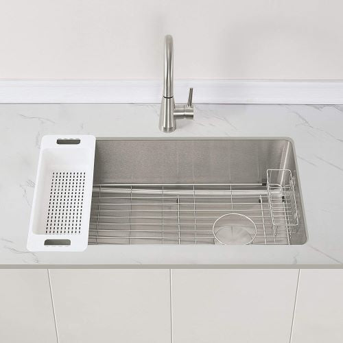 Zuhne Offset Drain Kitchen Sink 16 Gauge Stainless Steel (32" Reversib