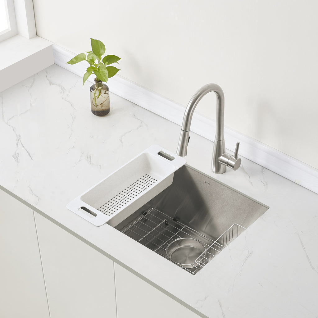 ZUHNE Urbino 23-Inch Undermount Utility Sink for Laundry Room, 16 Gauge (12" Deep Single Bowl)