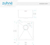 Zuhne 380 x 440 mm Stainless Steel Single Bowl Kitchen Sink for Flush, Inset or Under Mount Installation