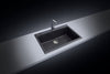 Zuhne Black Granite Single Double Bowl Dual Mount Kitchen Sink with Strainer and Mounting Brackets for Under Mount/Top Mount or Drop In - Made in Italy