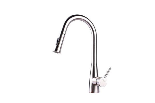 ZUHNE Ava Solid Stainless Lead Free High Arc Pull Out Dual Function Single Lever Sprayer Kitchen Mixer Faucet with Deck Plate