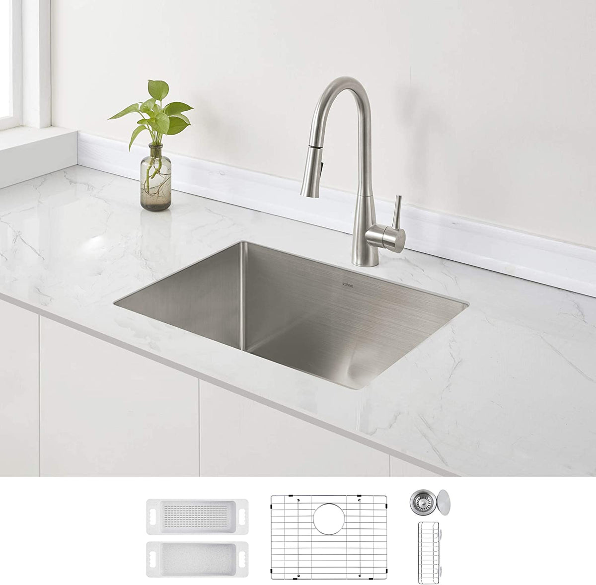 ZUHNE 16-Gauge Stainless Steel Undermount Kitchen Sink with Commercial –  Zuhne