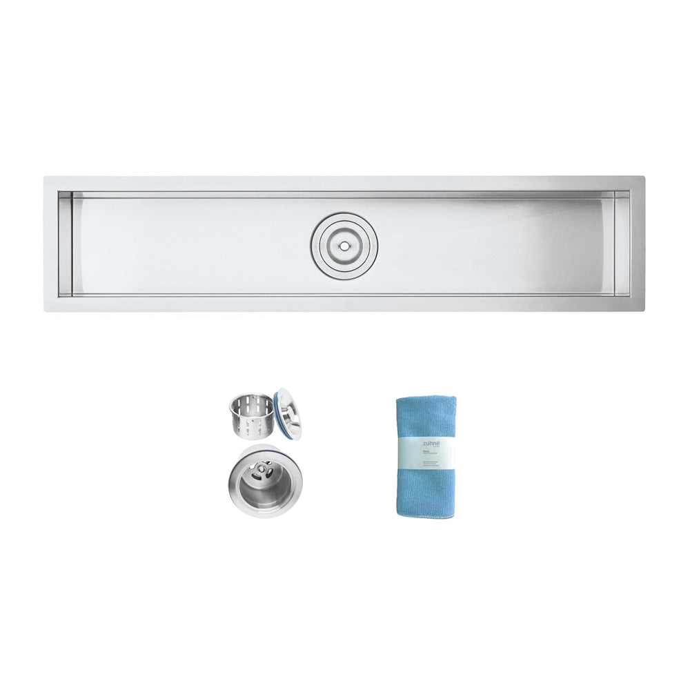Undermount Stainless Steel Rectangular 42 in. x 8-1/2 in. x 6 in. Bar Island Single Bowl Kitchen Sink