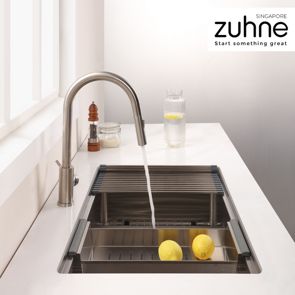 Neste 85cm 60/40 Low Divide Double Bowl Workstation Kitchen Sink with Accessories