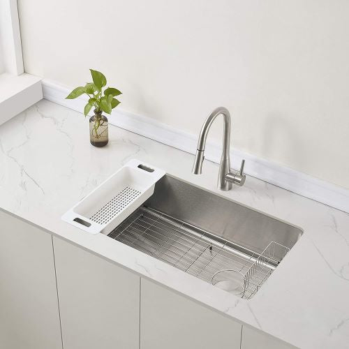 Zuhne Offset Drain Kitchen Sink 16 Gauge Stainless Steel (32" Reversib