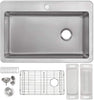 Zuhne Offset Drain Kitchen Sink 16 Gauge Stainless Steel (33” by 22” Drop-In Top Mount) - Open Box