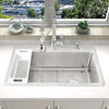 Zuhne Offset Drain Kitchen Sink 16 Gauge Stainless Steel (33” by 22” Drop-In Top Mount)