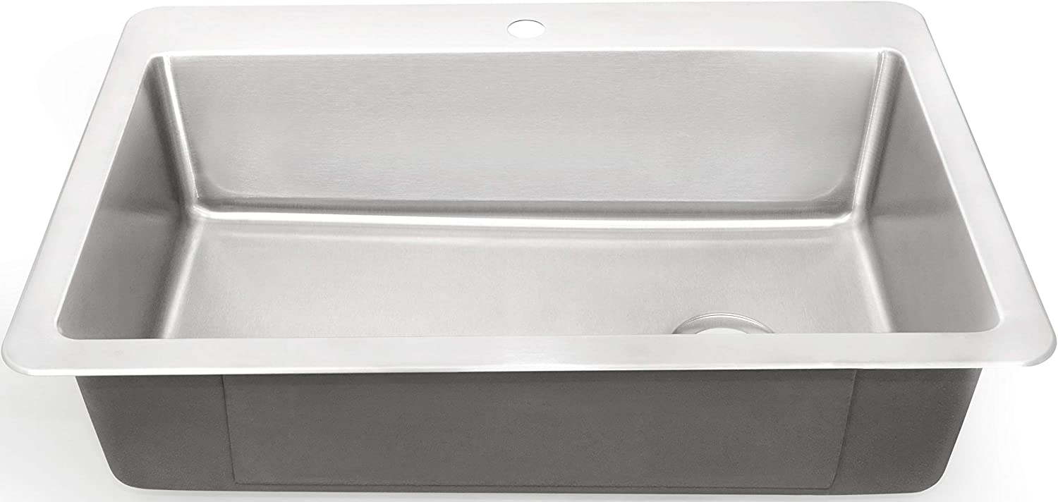 Zuhne Offset Drain Kitchen Sink 16 Gauge Stainless Steel (33” by 22” D